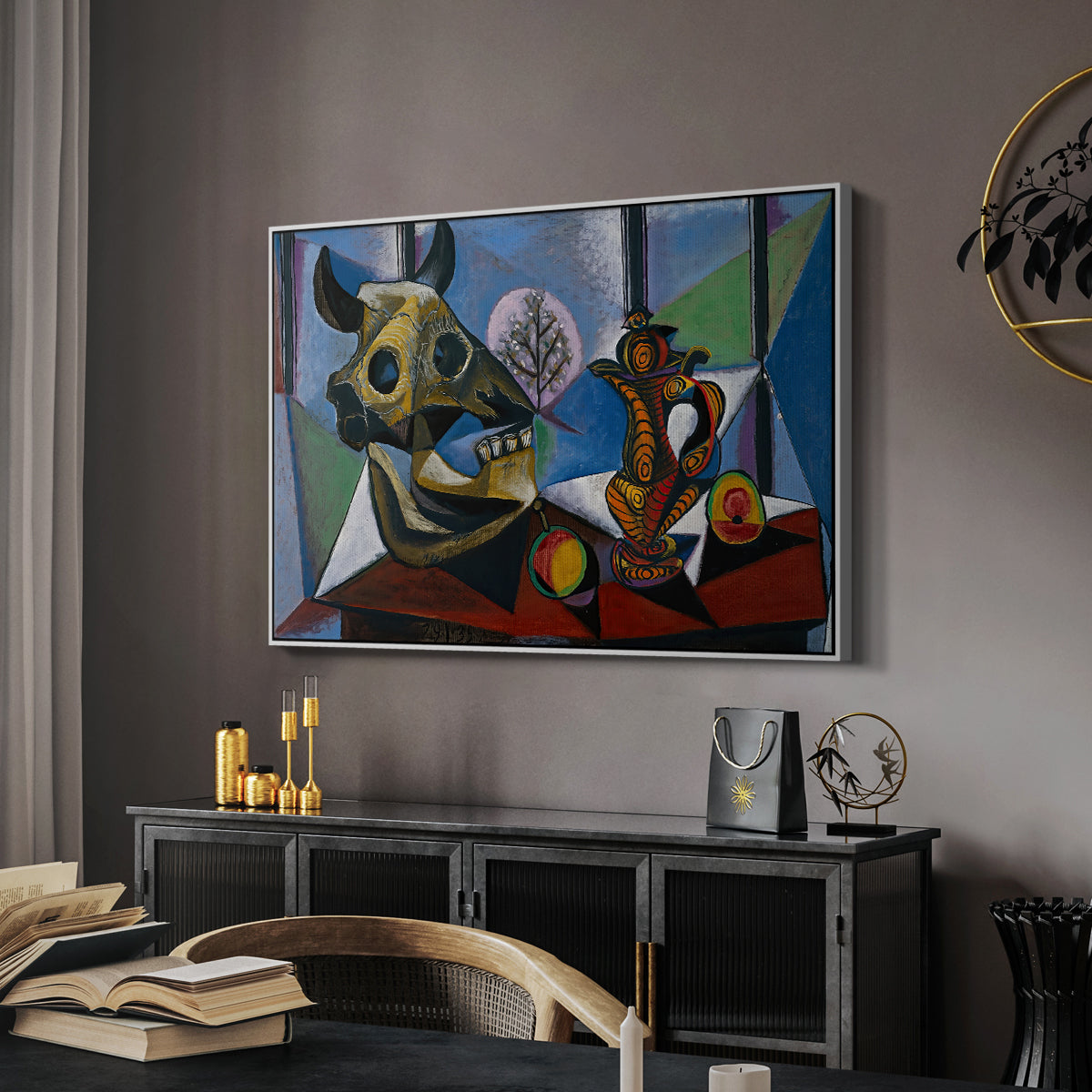 Still Life with Bull's Skull, 1939 - Floater Framed Canvas Print