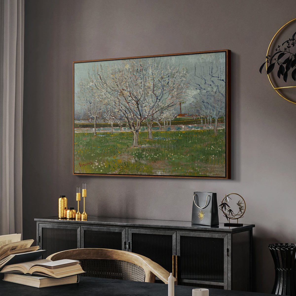 Orchard in Blossom (Plum Trees), 1888 - Floater Framed Canvas Print