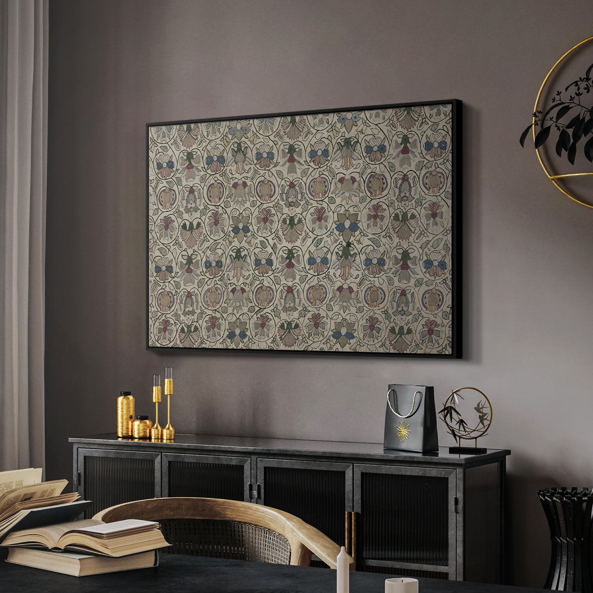 Long Cushion Cover (Printed Textile), c. 1600 - Floater Framed Canvas Print