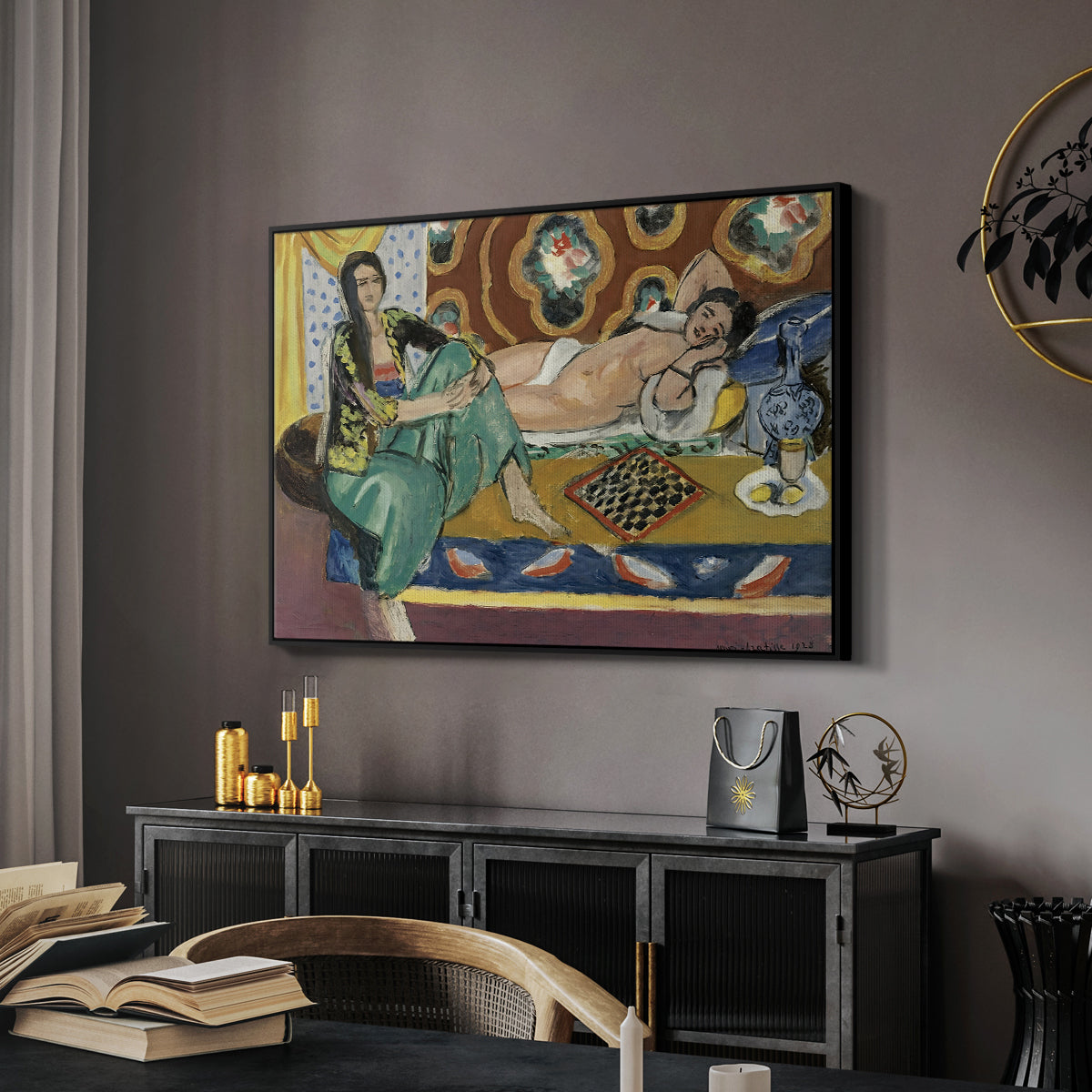 Odalisques Playing Checkers (Odalisques jouant aux dames), 1928 - Floater Framed Canvas Print