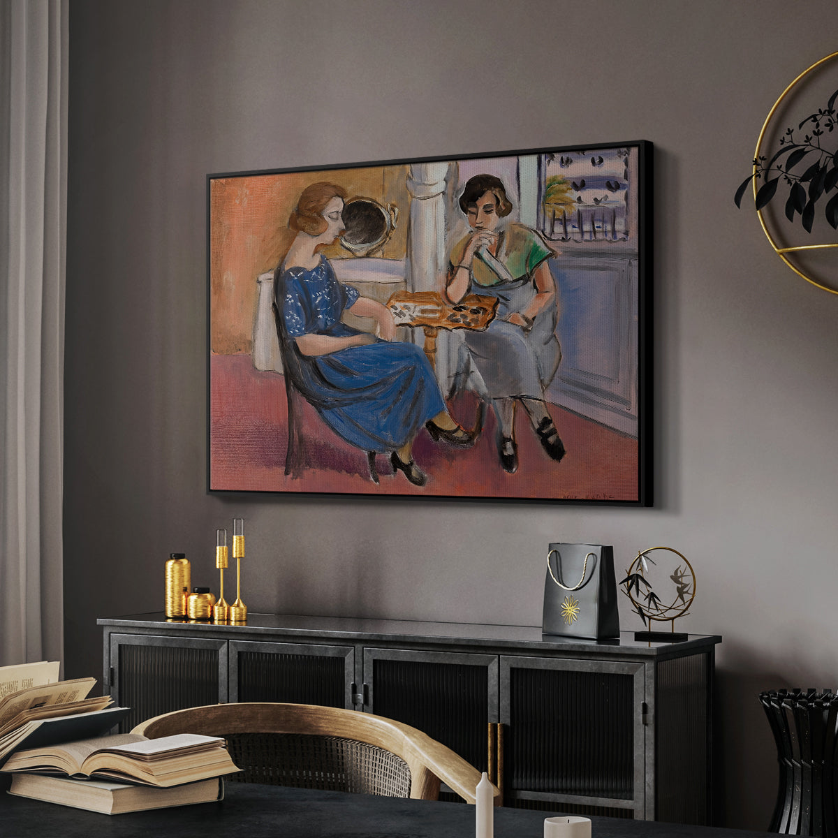 Domino Players, 1921 - Floater Framed Canvas Print