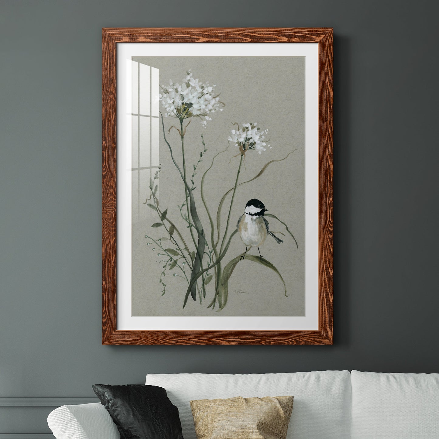 Bouquet of Grace Bird II - Premium Framed Print - Distressed Barnwood Frame - Ready to Hang