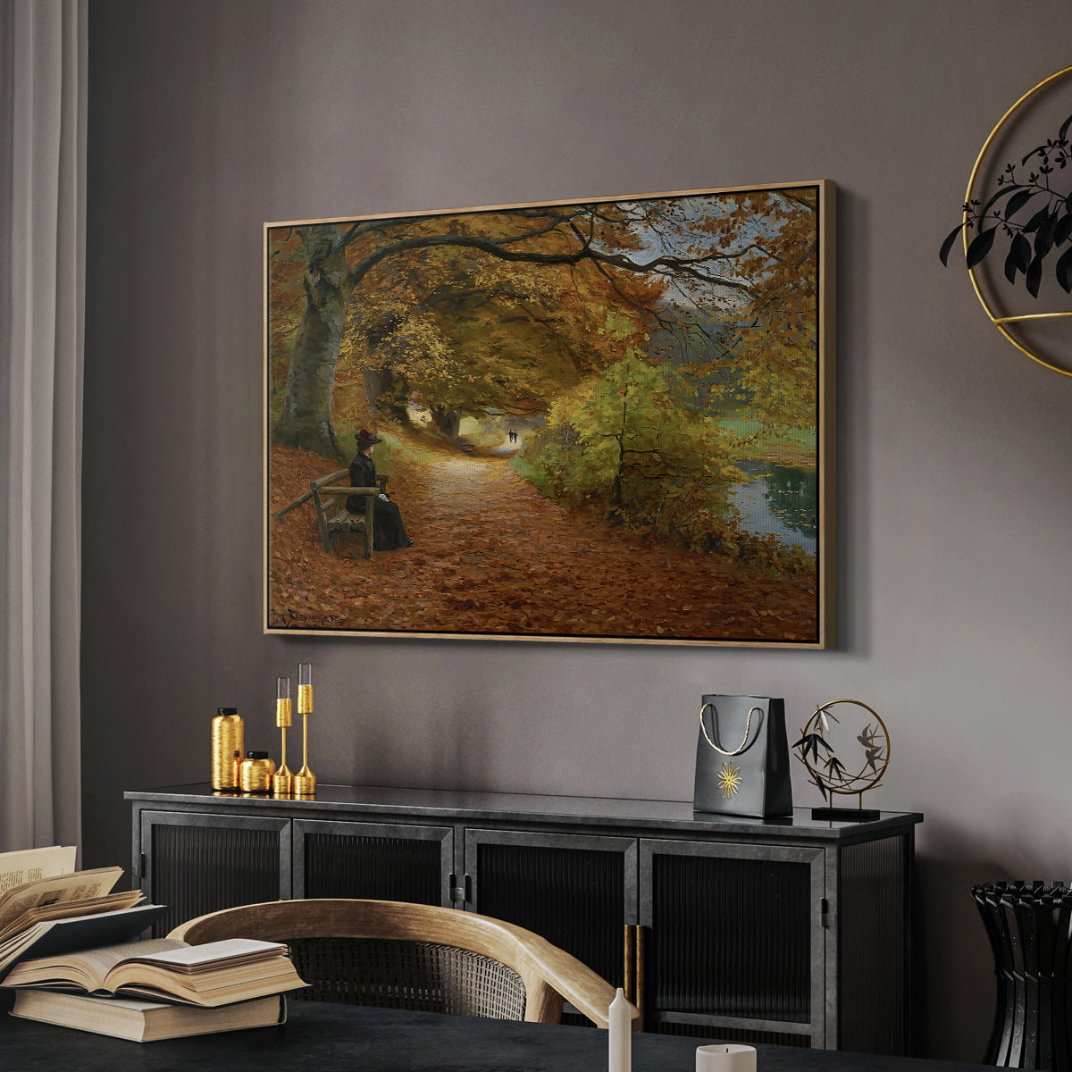 A Wooded Path in Autumn, 1902 - Floater Framed Canvas Print