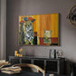 Woman Yelling at a Cat Meme (Picasso Parody) - Floater Framed Canvas Print