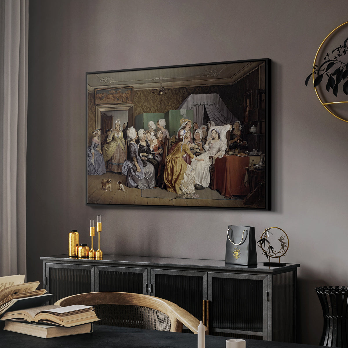 The Maternity Room (Scene from "Barselstuen"), 1845 - Floater Framed Canvas Print