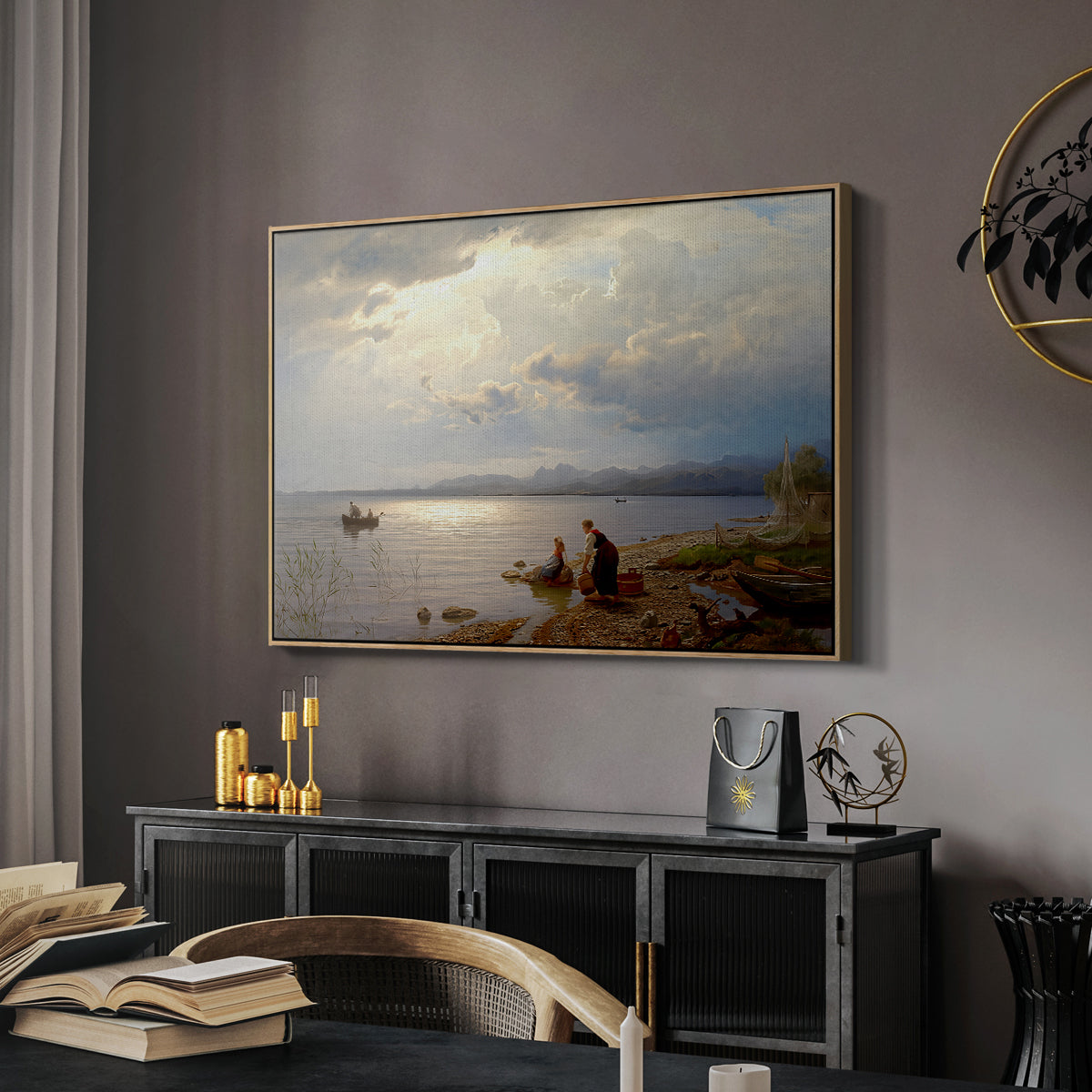 On the Banks of the Chiemsee, 1871 - Floater Framed Canvas Print