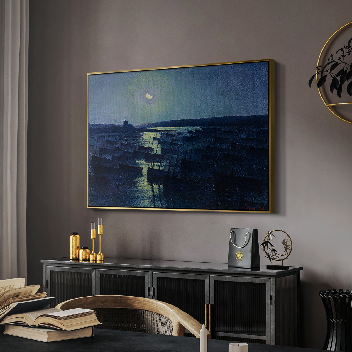 Camaret, Moonlight and Fishing Boats, 1894 - Floater Framed Canvas Print