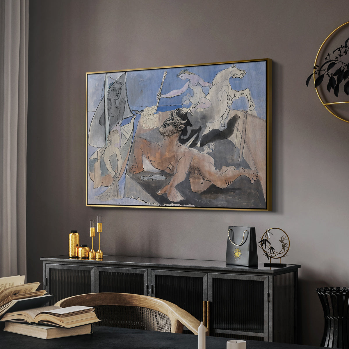 Composition with Minotaur, 1936 - Floater Framed Canvas Print