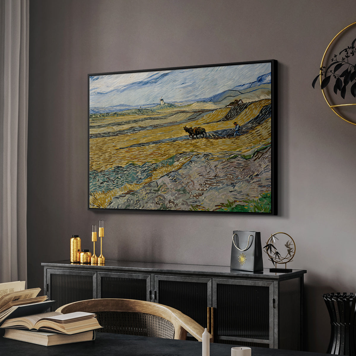Enclosed Field with Ploughman, 1889 - Floater Framed Canvas Print