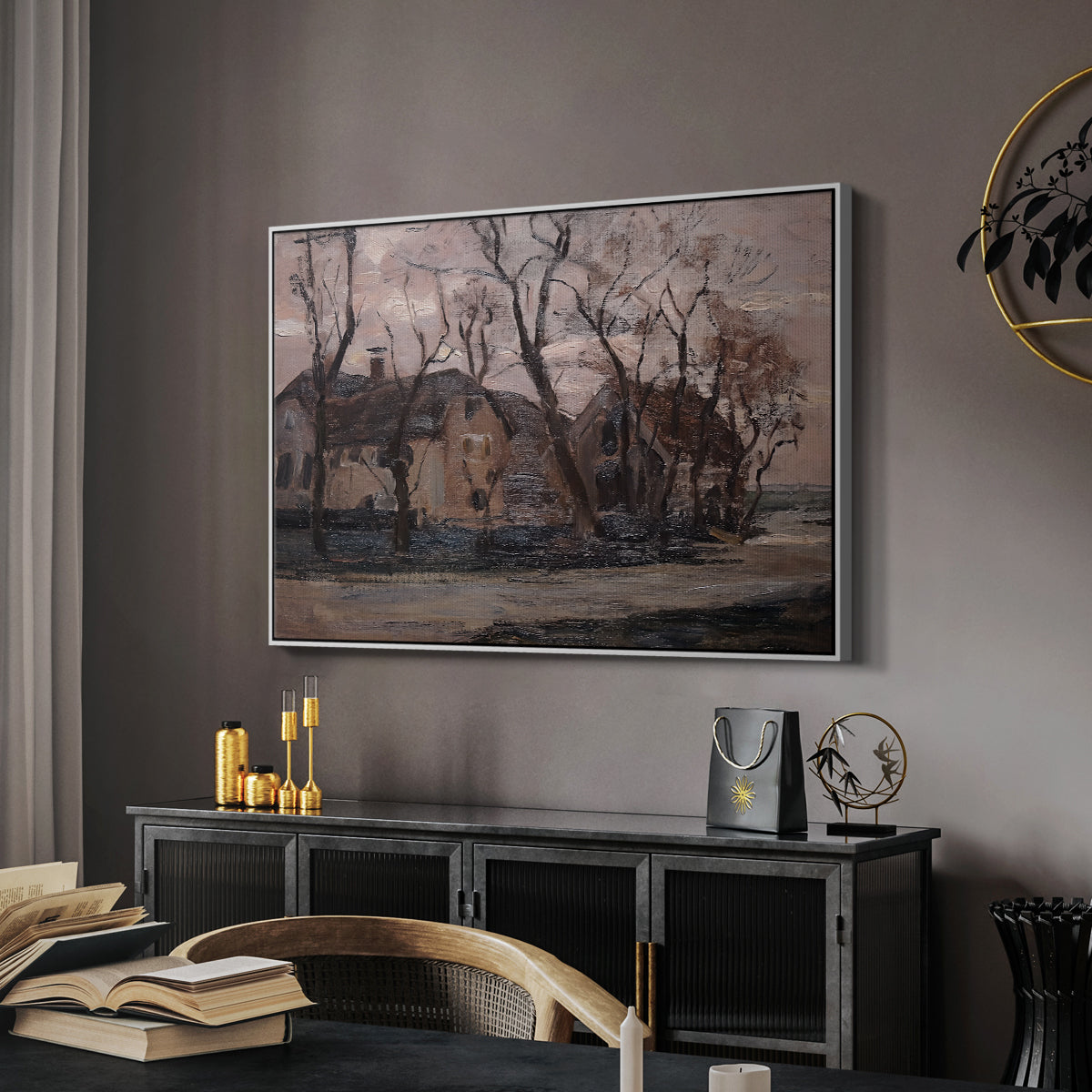 Farm near Duivendrecht in the Evening, c. 1905 - Floater Framed Canvas Print