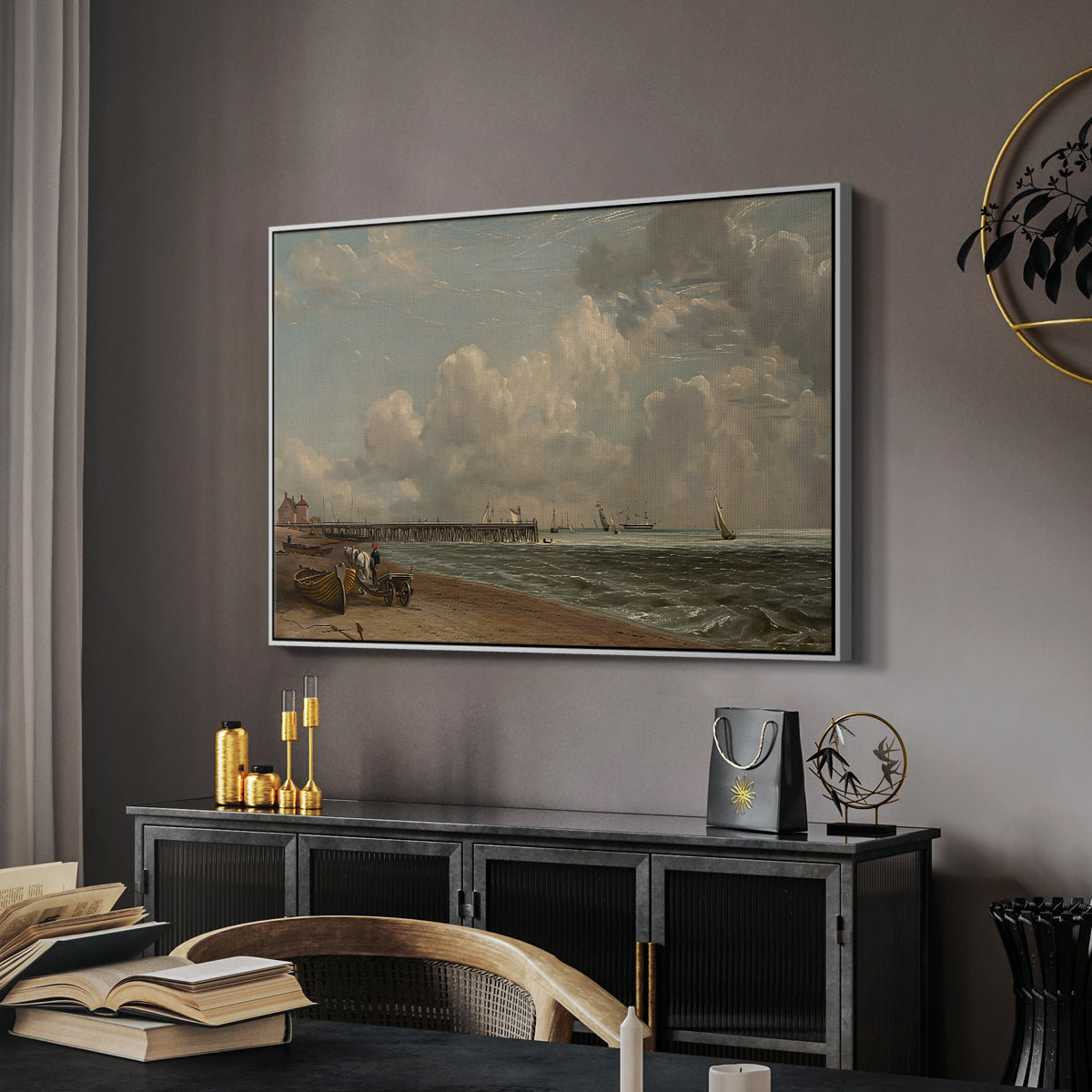 Yarmouth Jetty, 1822 - Floater Framed Canvas Print