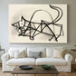 Canvas art print detailing an expressive drawing focusing on form, centered above a sofa as a large focal wall piece