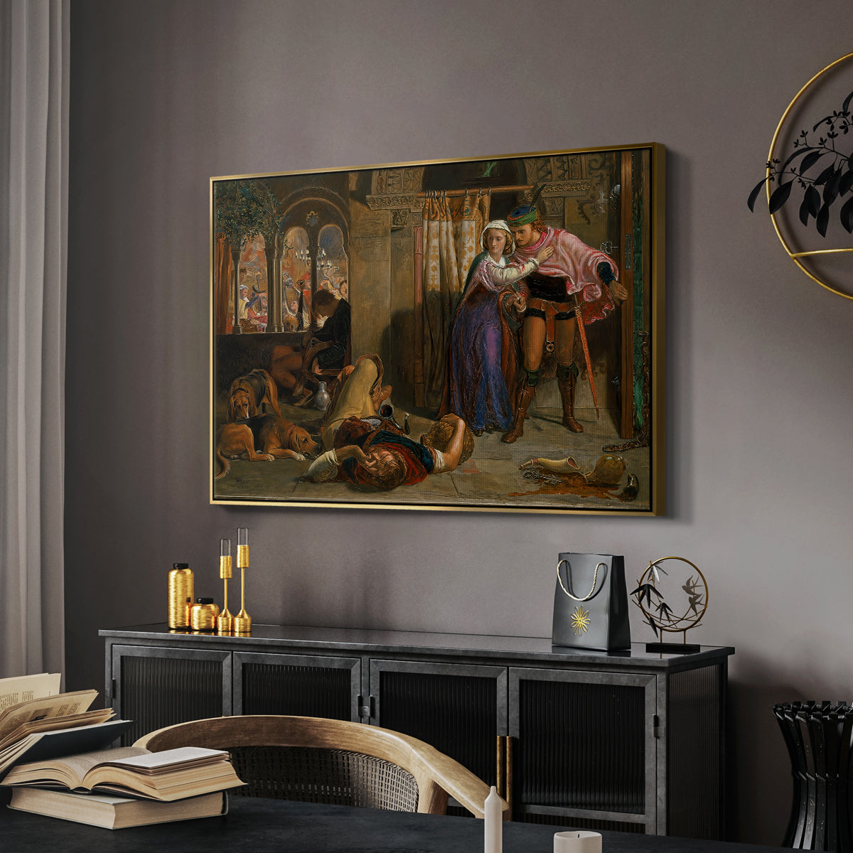 The Flight of Madeline and Porphyro, 1848 - Floater Framed Canvas Print