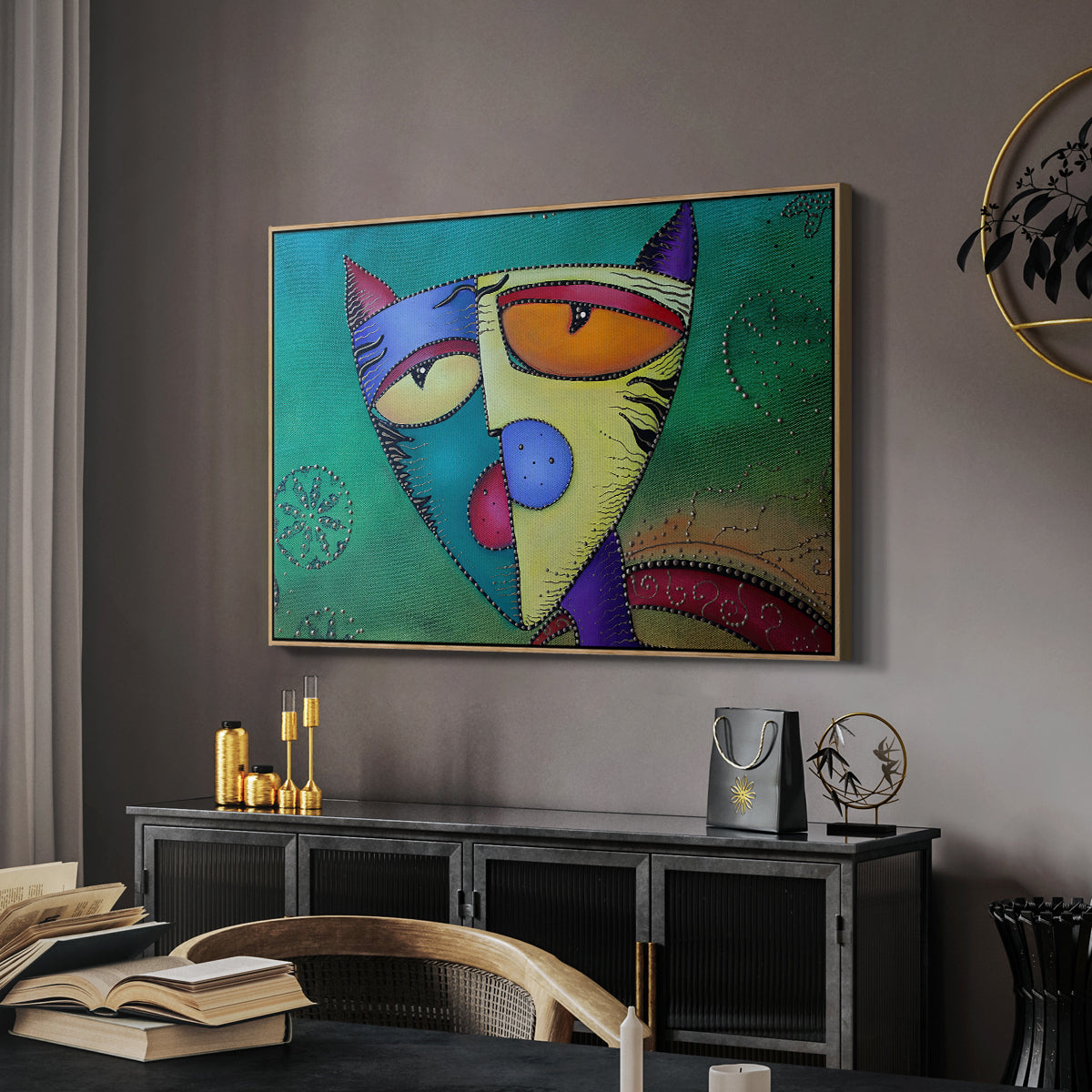Celestial Cat - Floater Framed Canvas Print