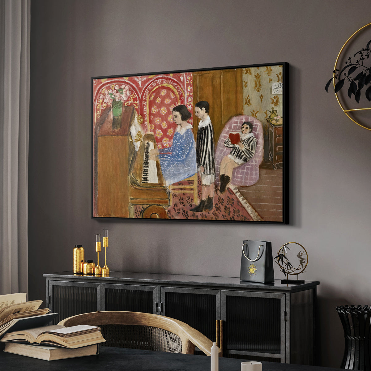 The Piano Lesson, 1923 - Floater Framed Canvas Print