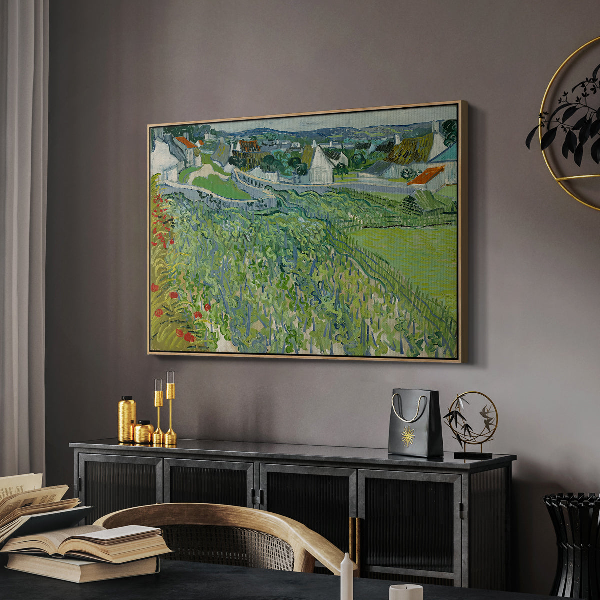 Vineyards at Auvers, 1890 - Floater Framed Canvas Print