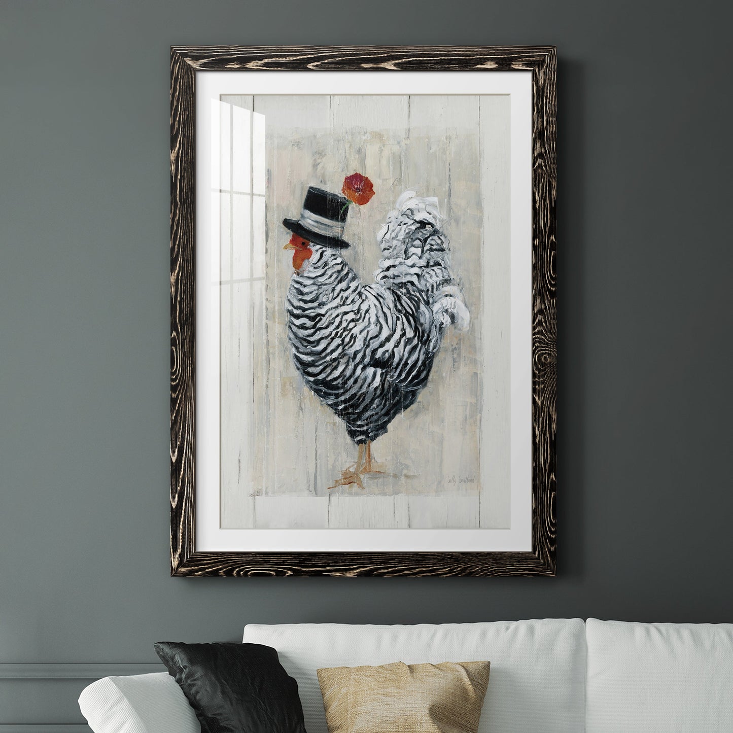 Sunday Best Rooster - Premium Framed Print - Distressed Barnwood Frame - Ready to Hang