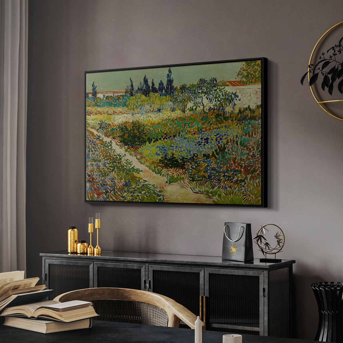 Garden at Arles, 1888 - Floater Framed Canvas Print
