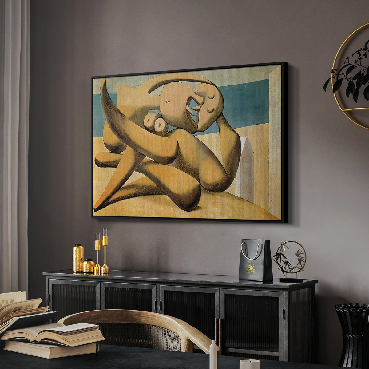 Figures at the Seaside (The Kiss), 1931 - Floater Framed Canvas Print
