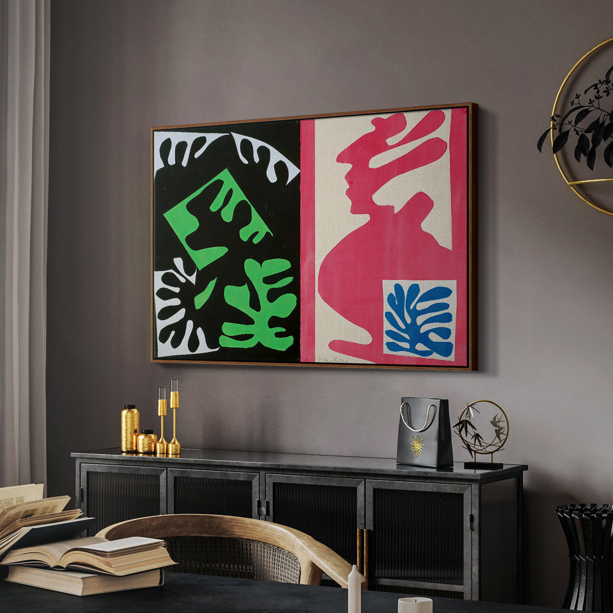 Composition, Black and Red, from Jazz, 1947 - Floater Framed Canvas Print