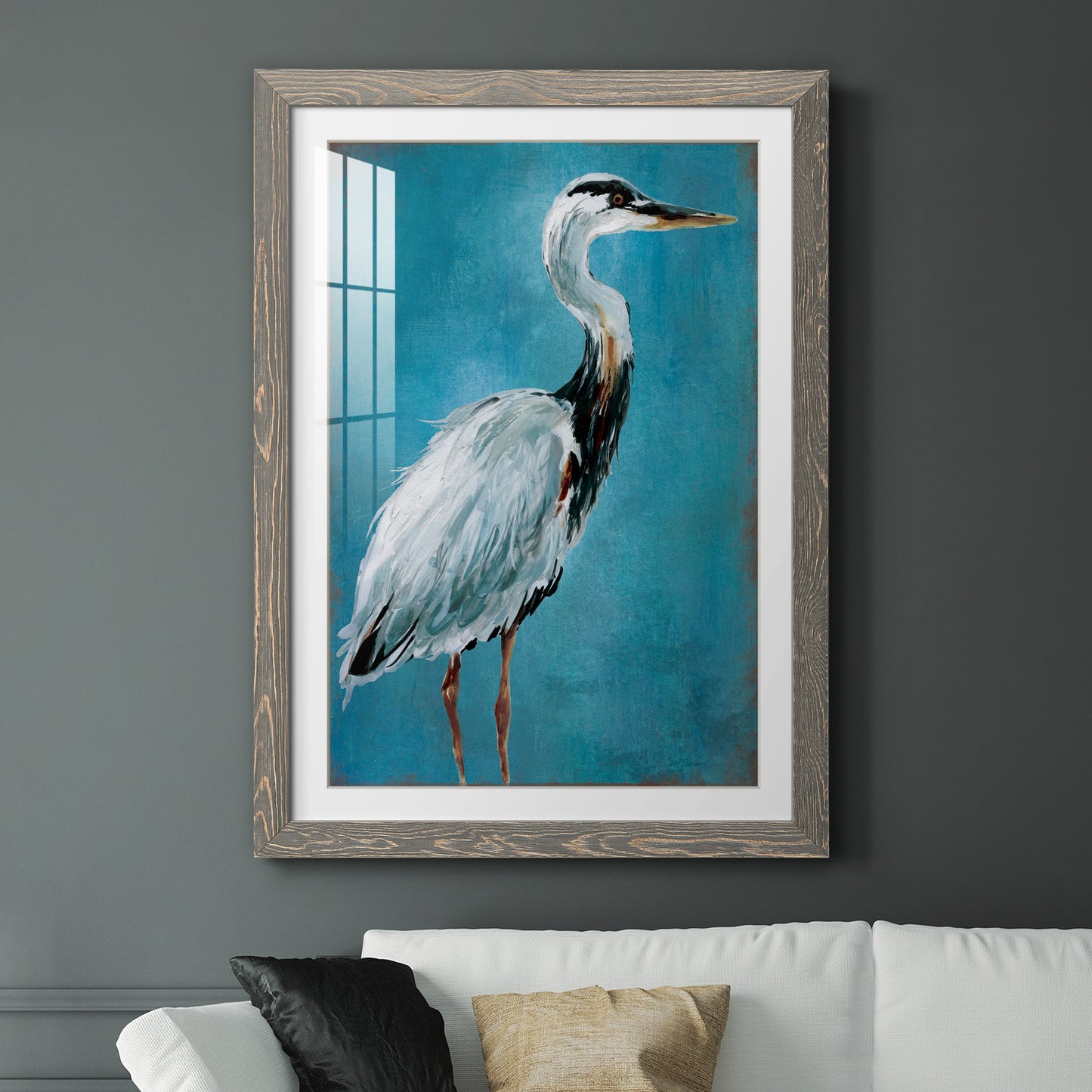 Great Blue Heron I - Premium Framed Print - Distressed Barnwood Frame - Ready to Hang