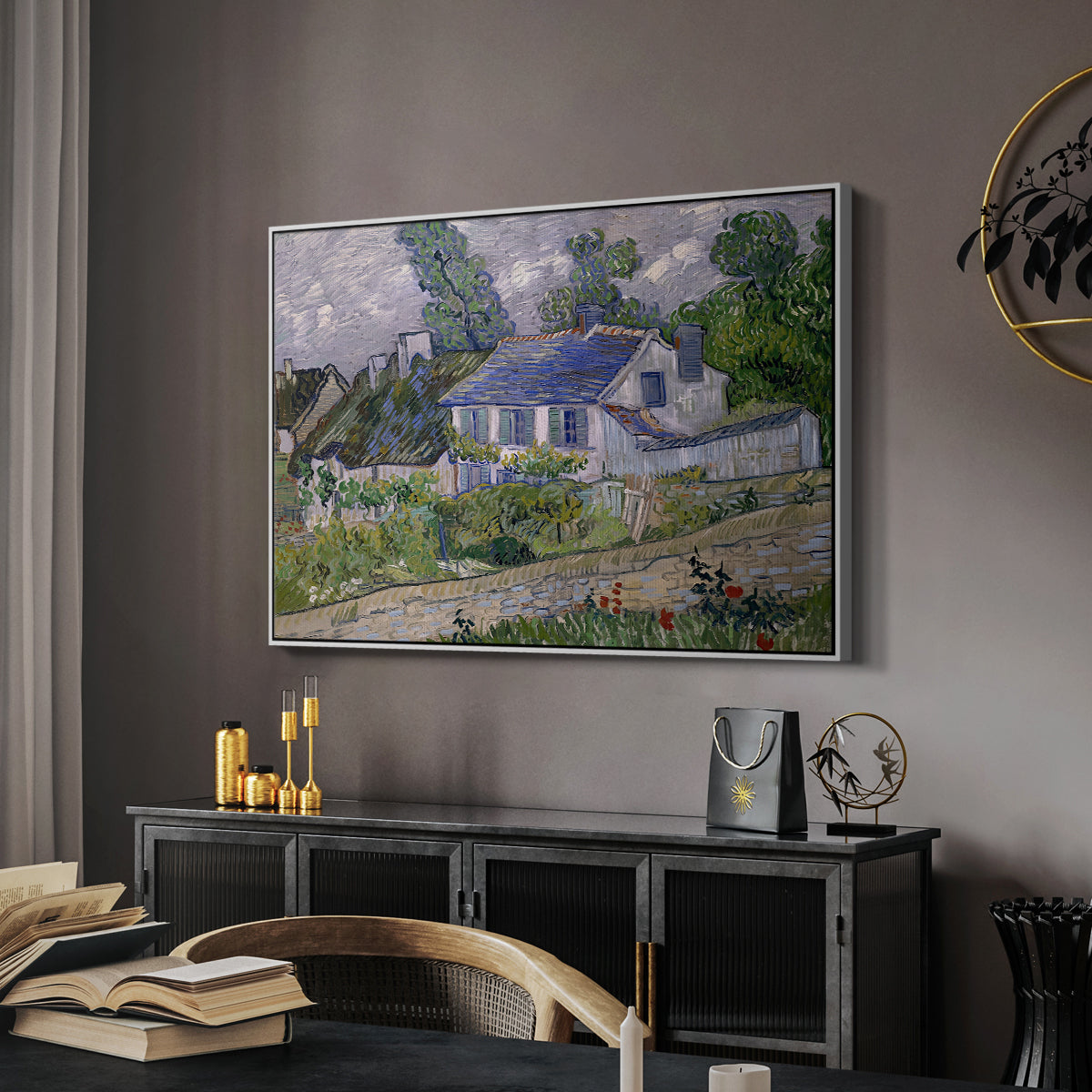 Houses in Auvers, 1890 - Floater Framed Canvas Print