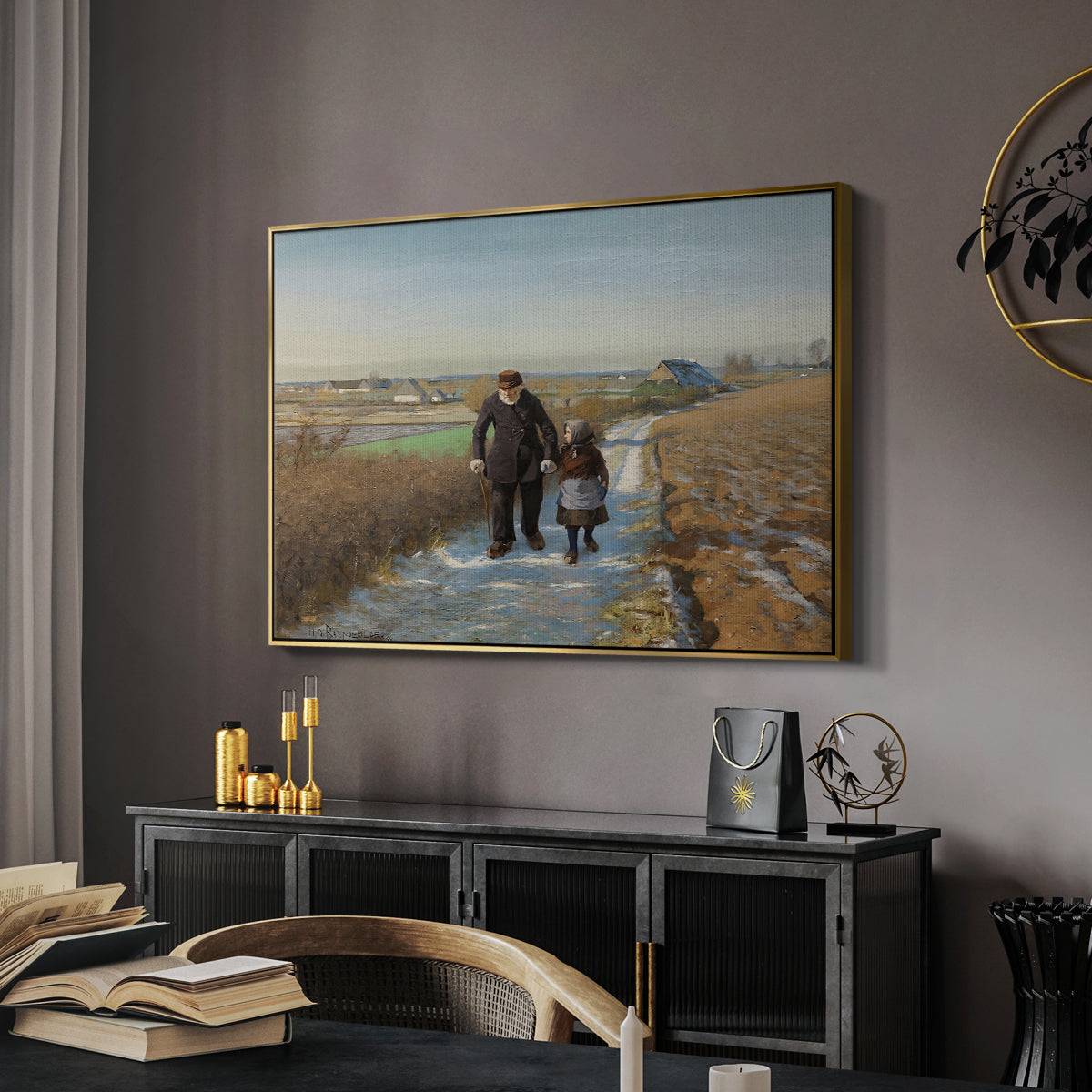 The Old Man and the Child, 1888 - Floater Framed Canvas Print