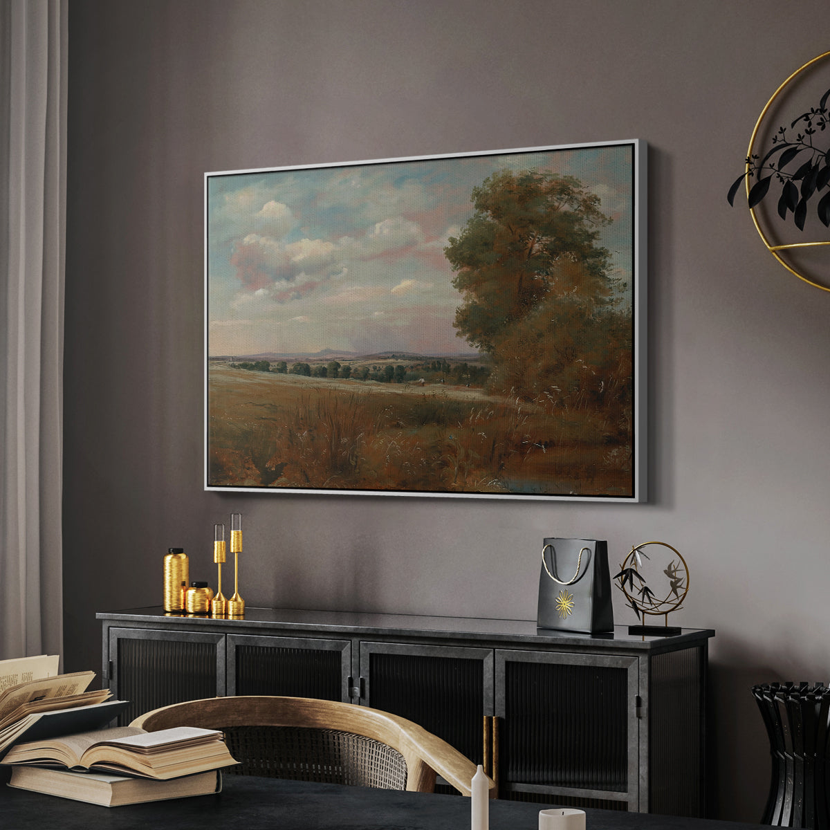 Landscape at Hampstead, with Harrow in the Distance, c. 1849-1855 - Floater Framed Canvas Print