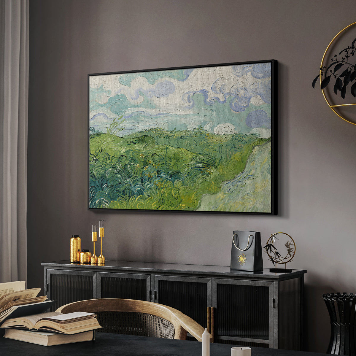 Green Wheat Field, Auvers, 1890 - Floater Framed Canvas Print
