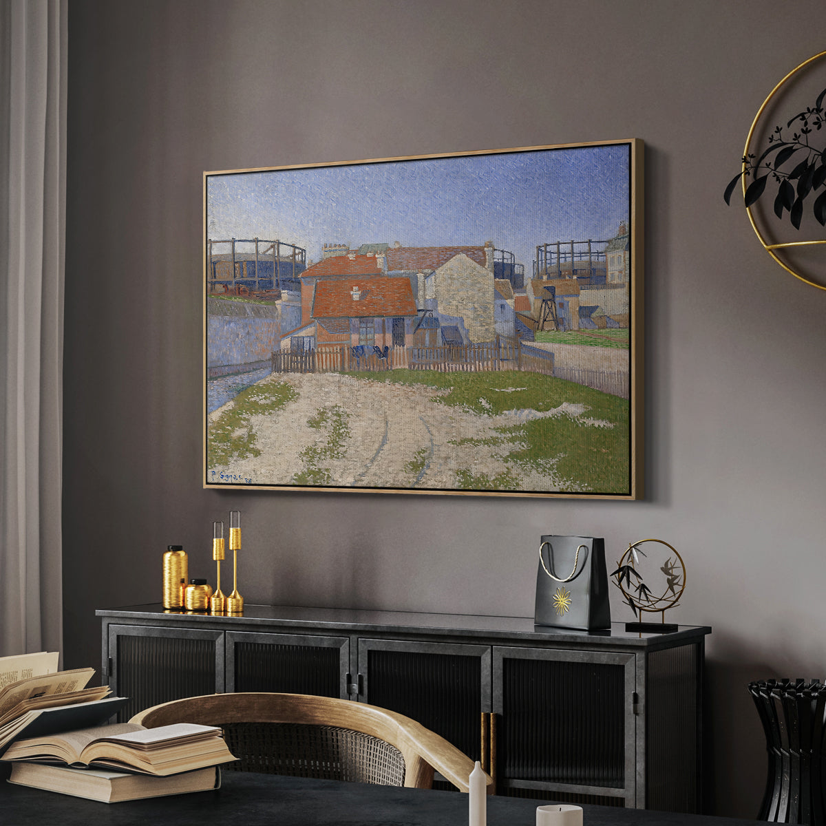 Gasometers at Clichy, 1886 - Floater Framed Canvas Print