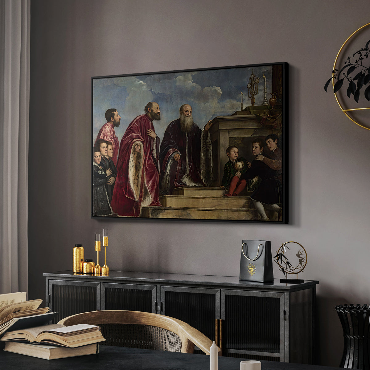 The Vendramin Family Venerating a Relic of the True Cross, c. 1540-1545 - Floater Framed Canvas Print