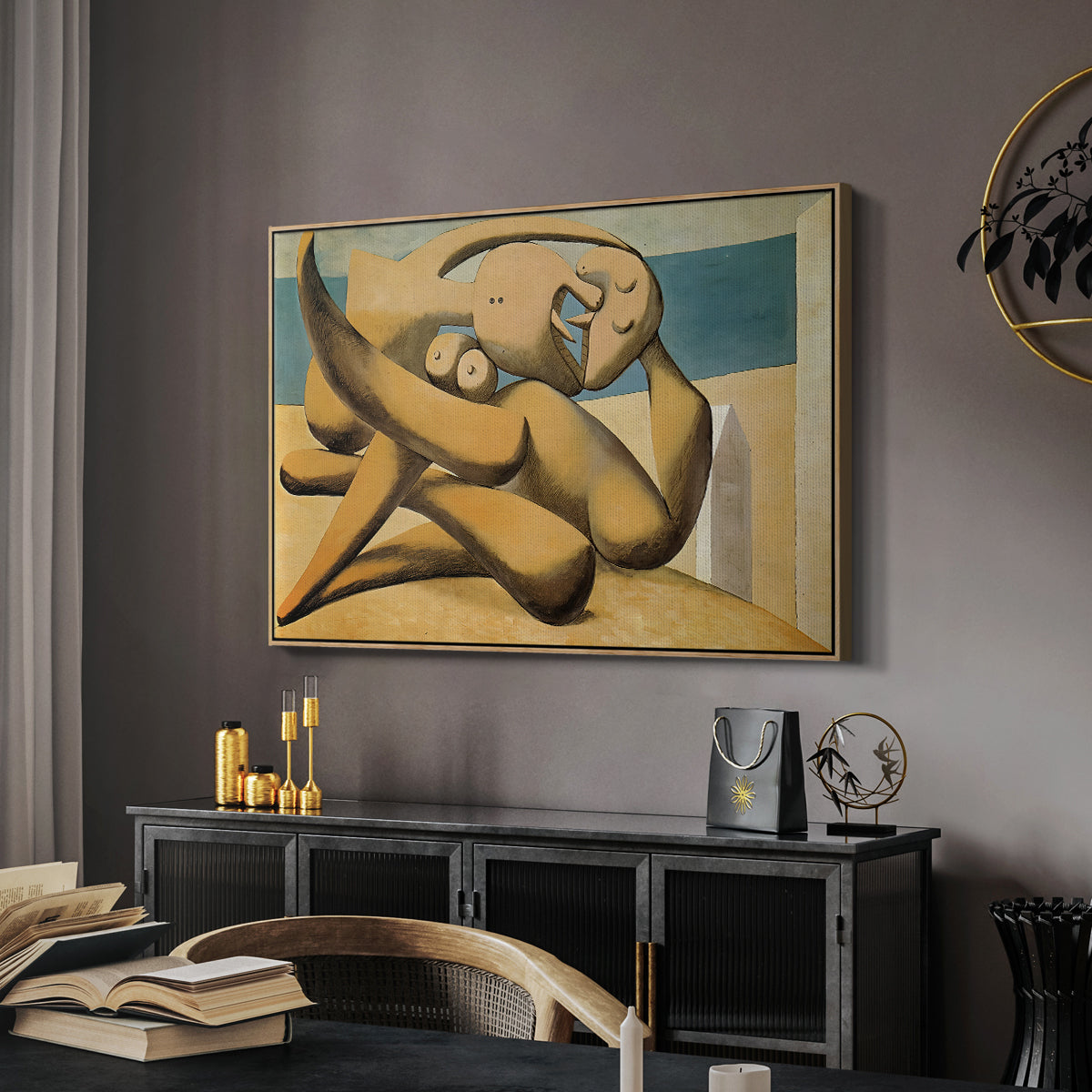 Figures at the Seaside (The Kiss), 1931 - Floater Framed Canvas Print