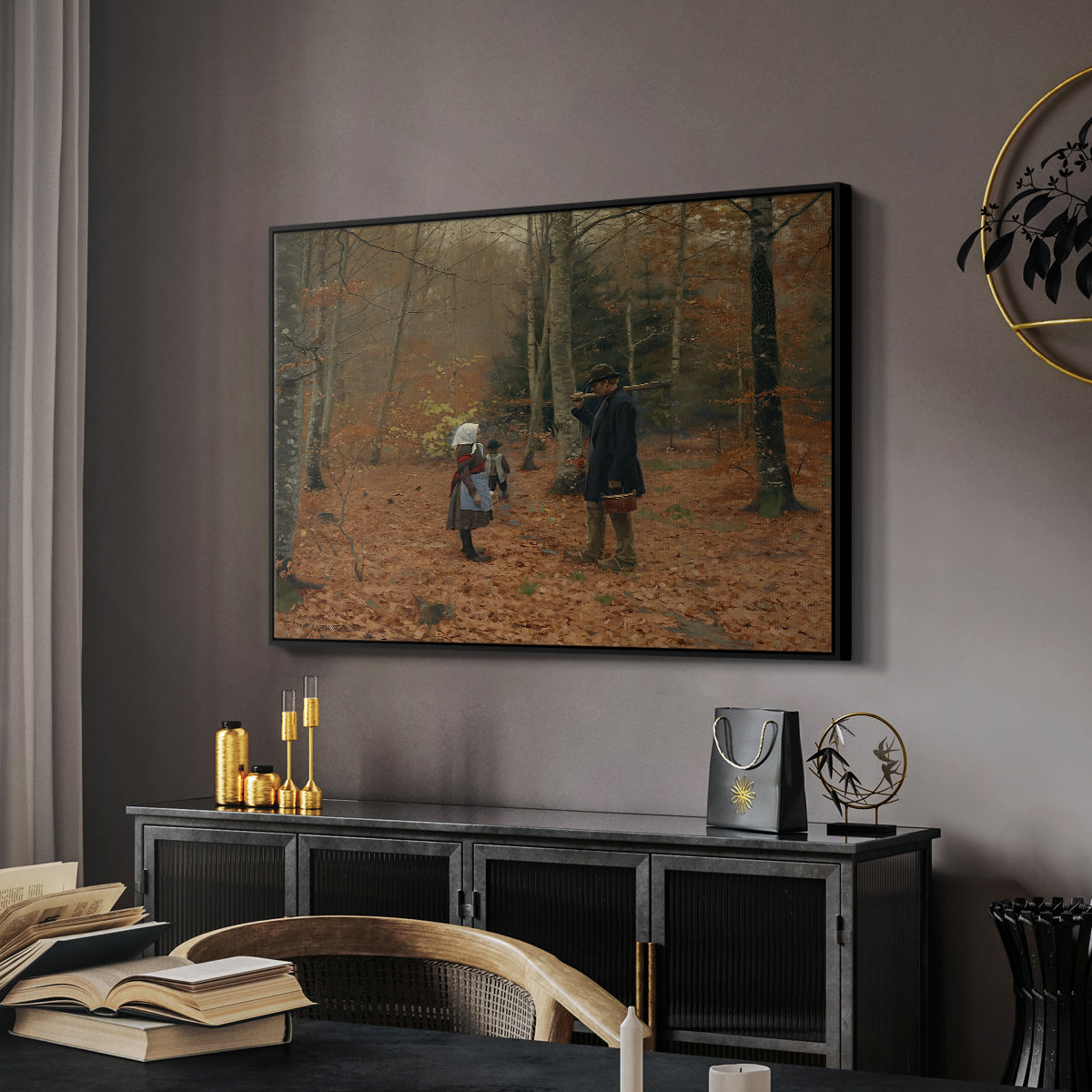 The Woodman and his Children, 1886 - Floater Framed Canvas Print