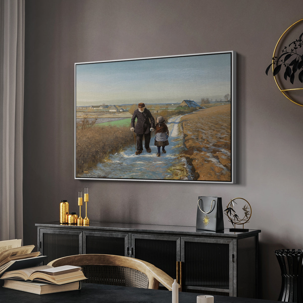 The Old Man and the Child, 1888 - Floater Framed Canvas Print