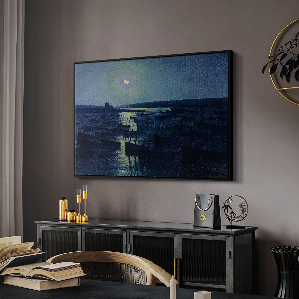 Camaret, Moonlight and Fishing Boats, 1894 - Floater Framed Canvas Print