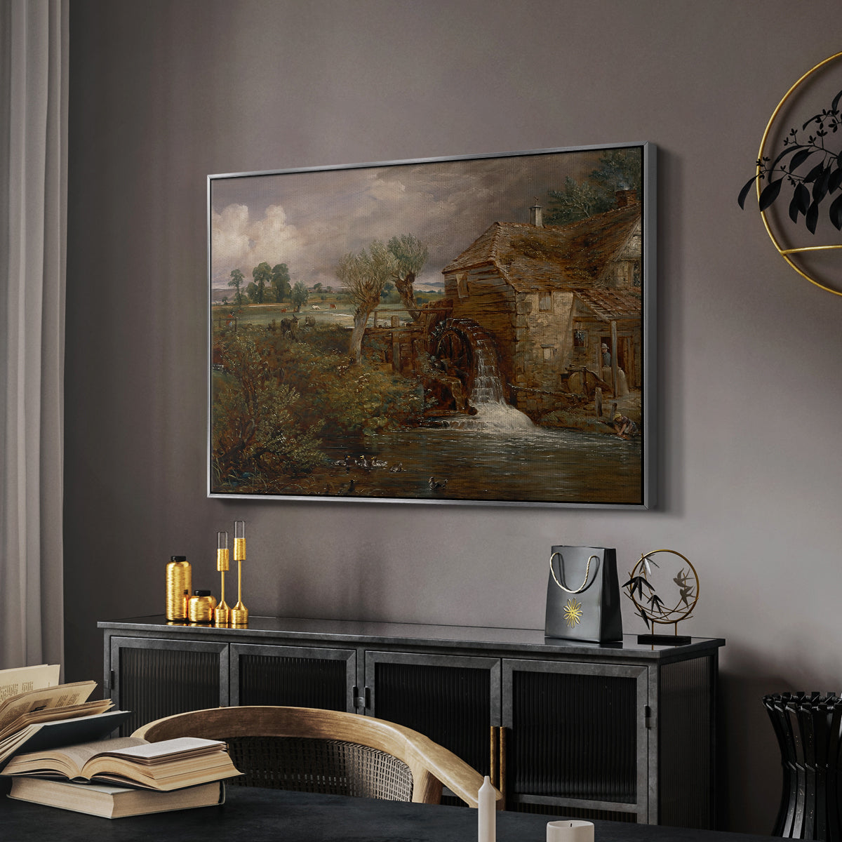 Parham Mill, Gillingham, 1826 - Floater Framed Canvas Print