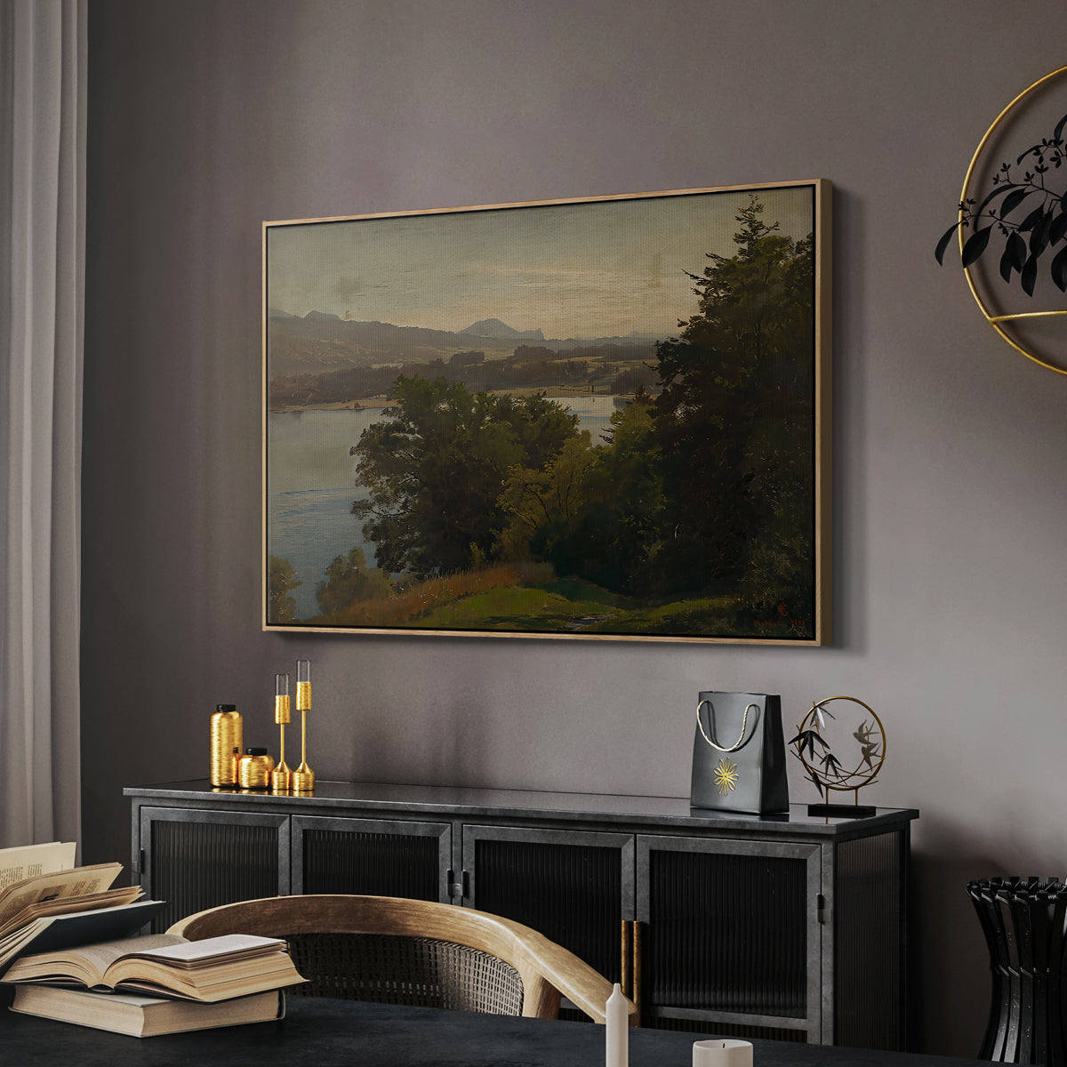 View of the Mondsee, 1870 - Floater Framed Canvas Print