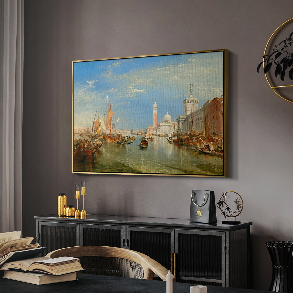 Venice: The Dogana and San Giorgio Maggiore, 1834 - Floater Framed Canvas Print