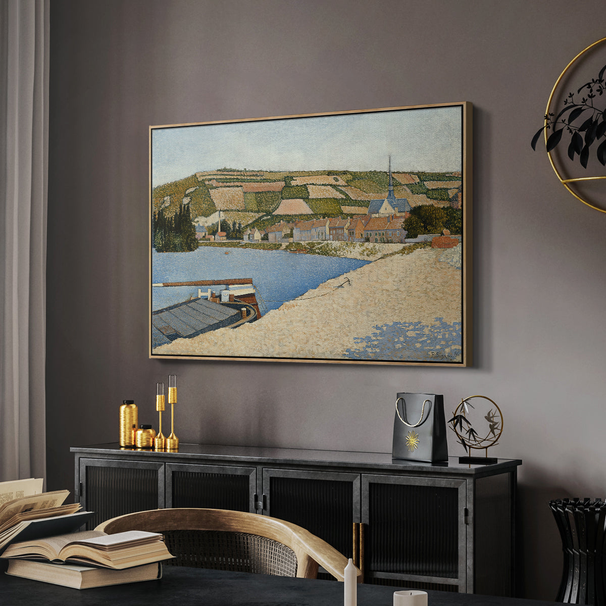 The Riverbank, Les Andelys, 1886 - Floater Framed Canvas Print