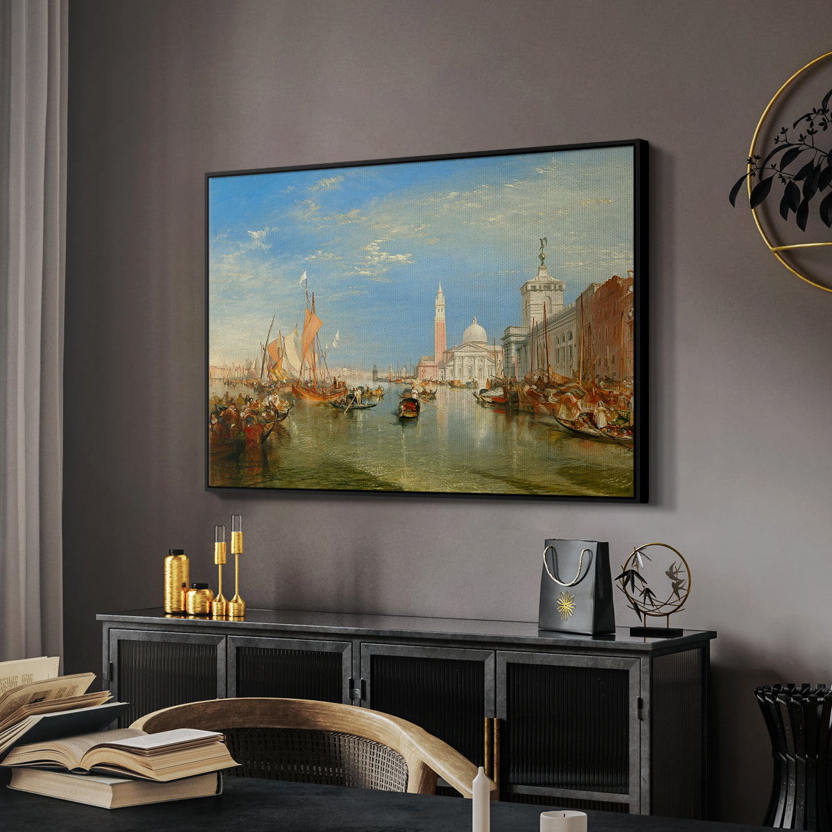 Venice: The Dogana and San Giorgio Maggiore, 1834 - Floater Framed Canvas Print