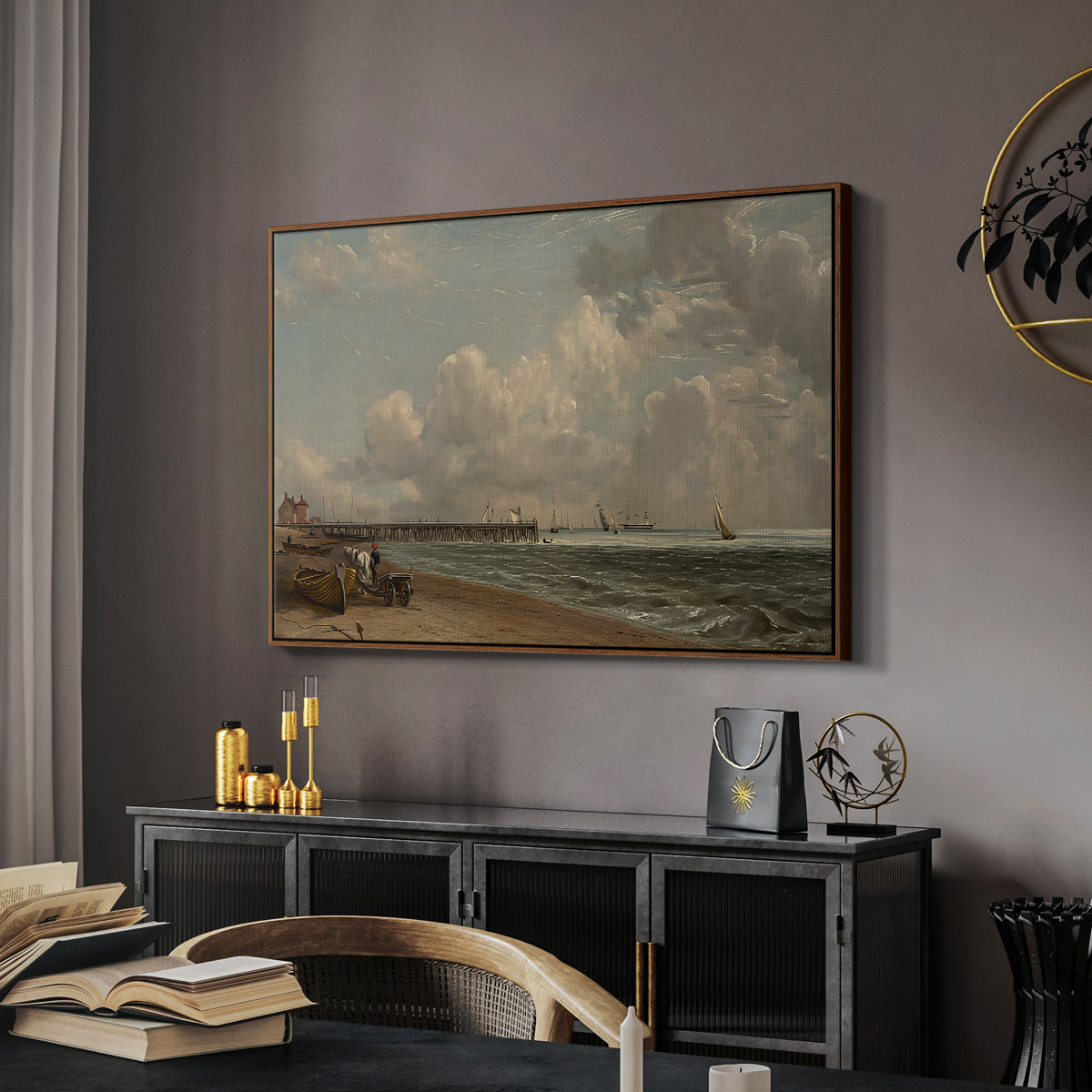 Yarmouth Jetty, 1822 - Floater Framed Canvas Print