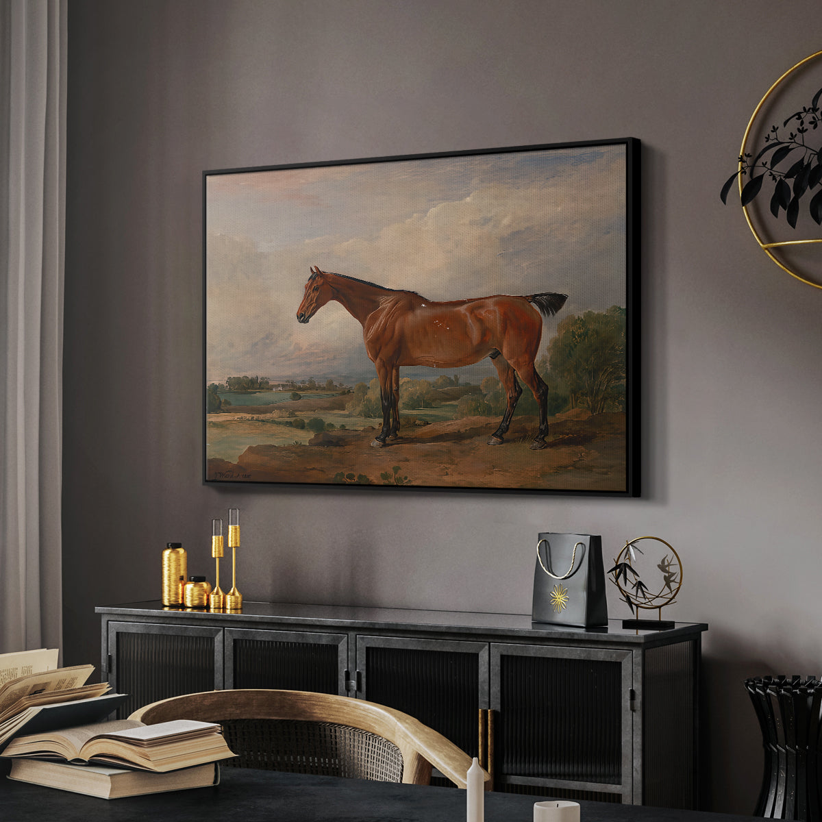 A Hunter in a Landscape, c. 1810 - Floater Framed Canvas Print