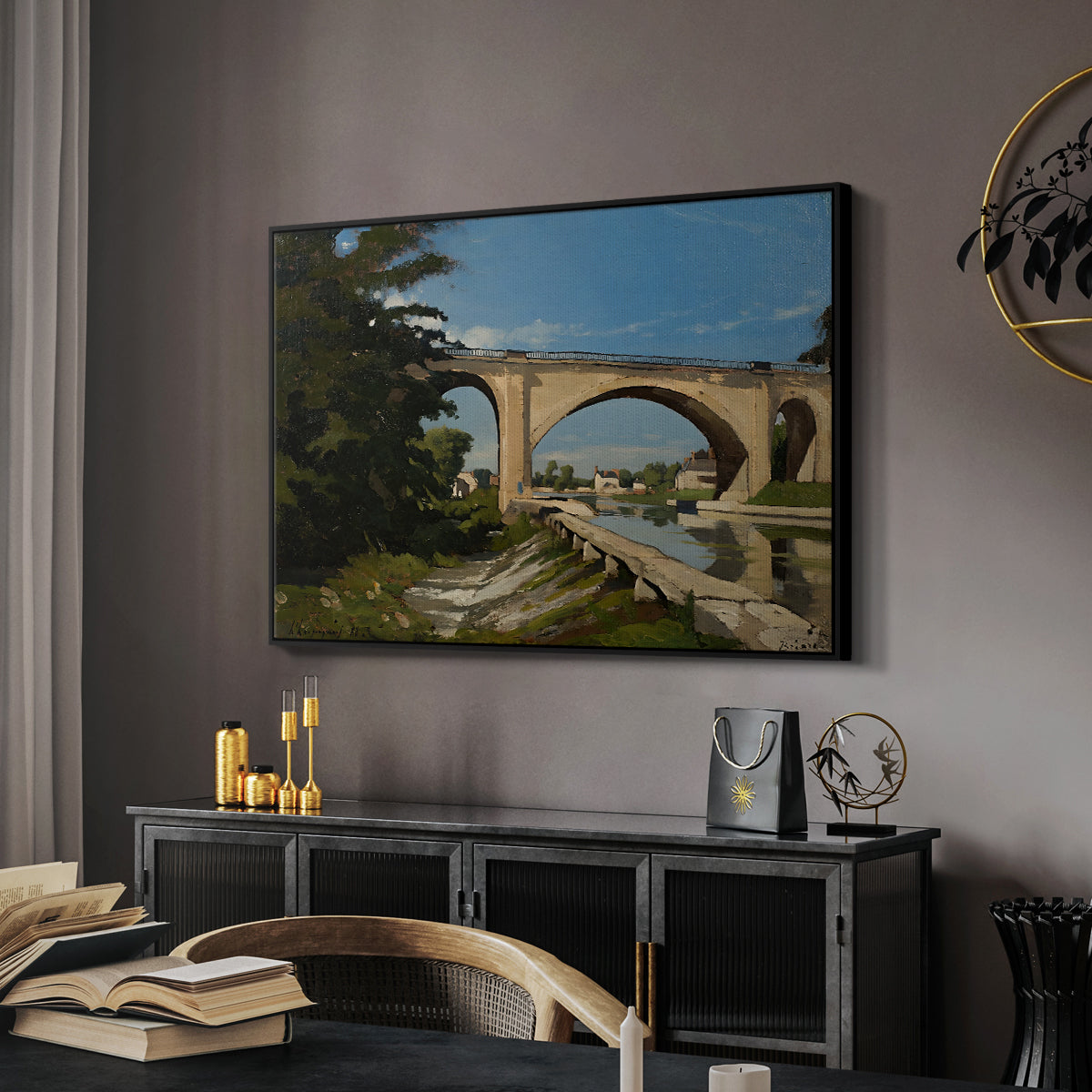 The Railroad Bridge at Briare, 1888 - Floater Framed Canvas Print