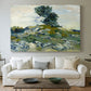 Canvas art print detailing a stylized composition emphasizing structure of rocks, centered above a sofa as a large focal wall piece