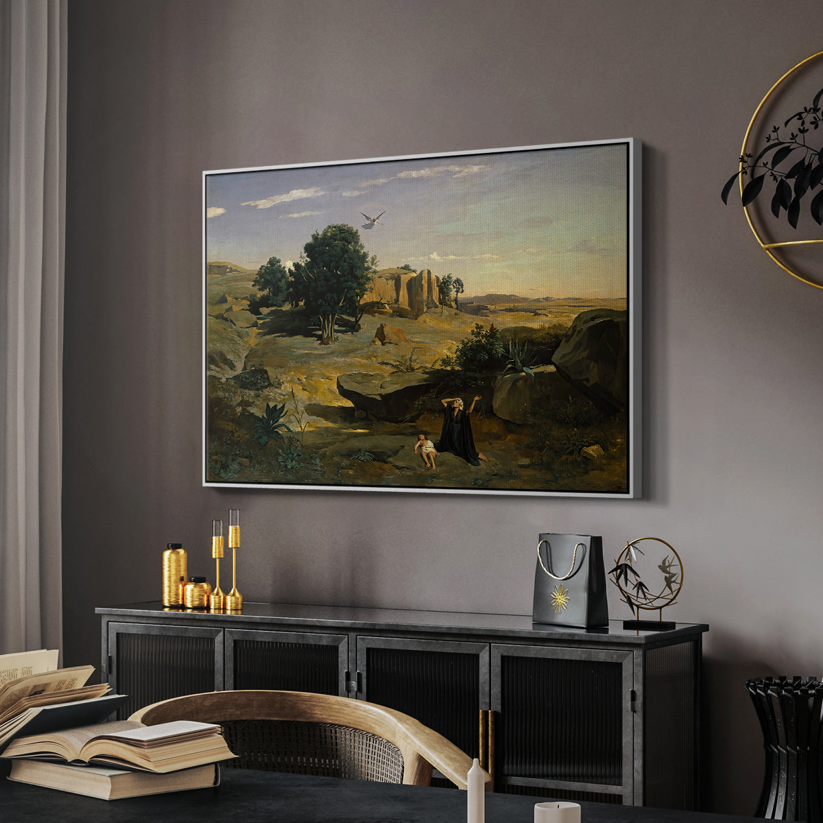 Hagar in the Wilderness, 1835 - Floater Framed Canvas Print