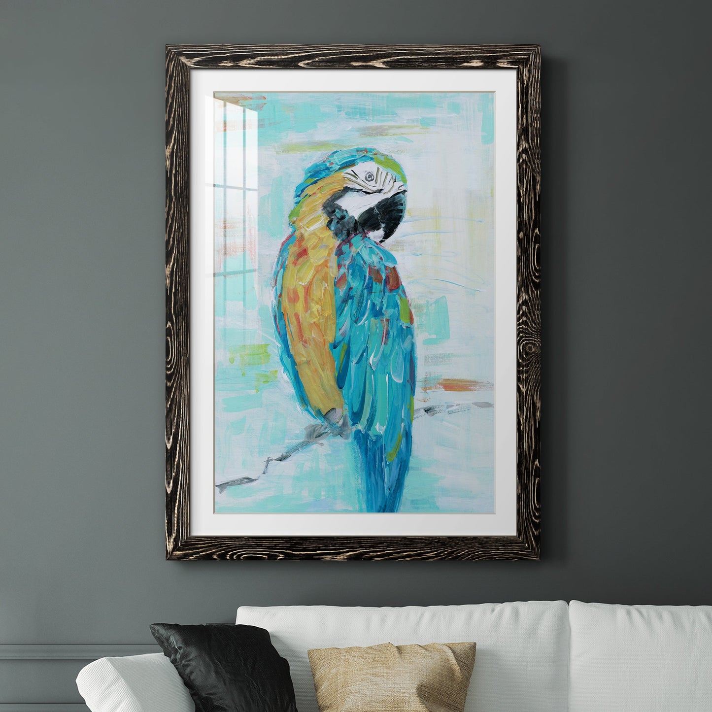 Island Parrot I - Premium Framed Print - Distressed Barnwood Frame - Ready to Hang