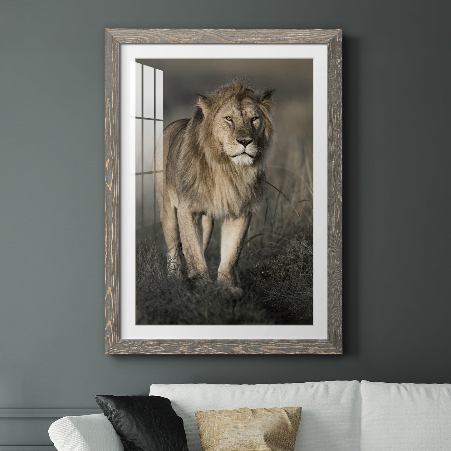 Morning Walk in Masai Mara - Premium Framed Print - Distressed Barnwood Frame - Ready to Hang