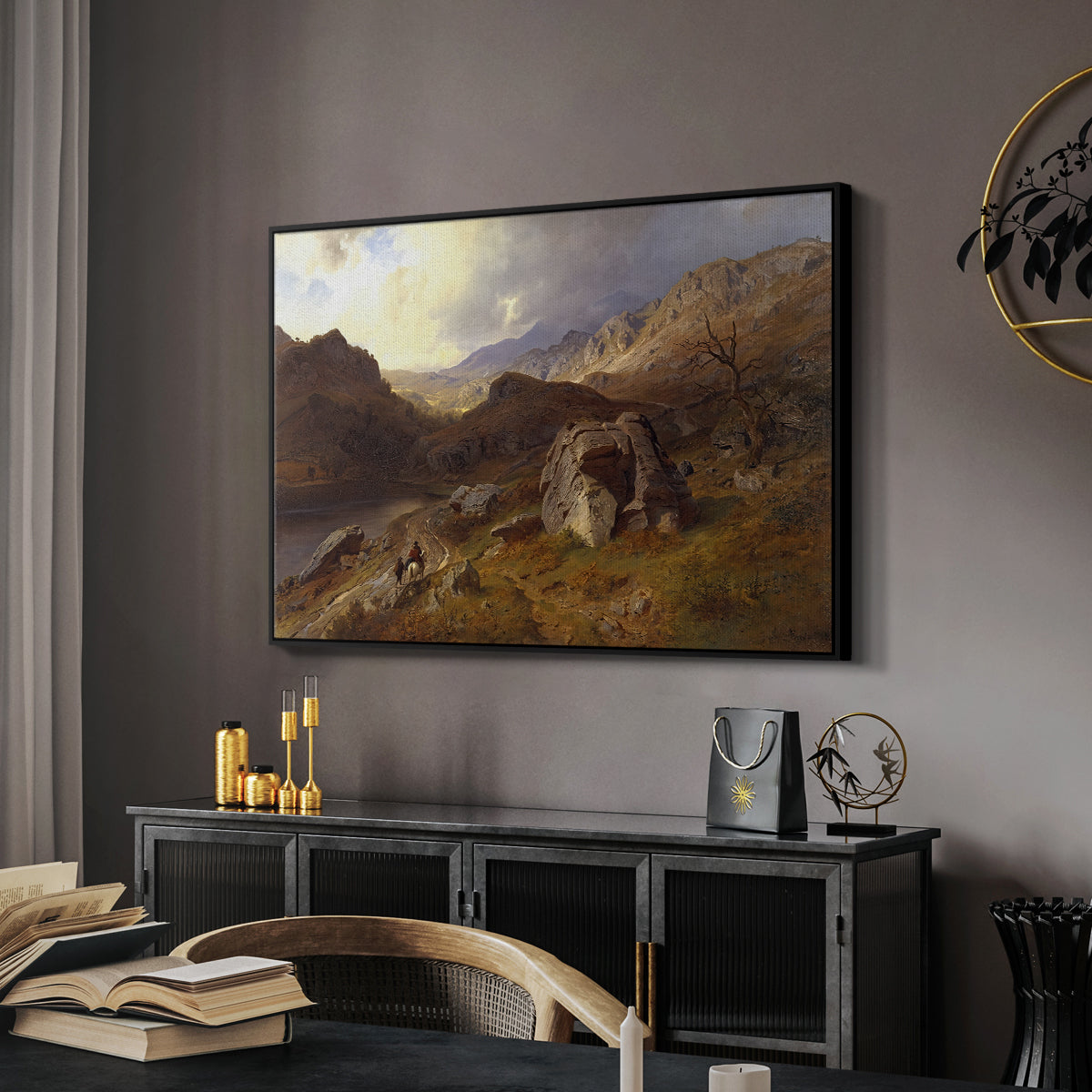 Lledr Valley in Wales, 1864 - Floater Framed Canvas Print