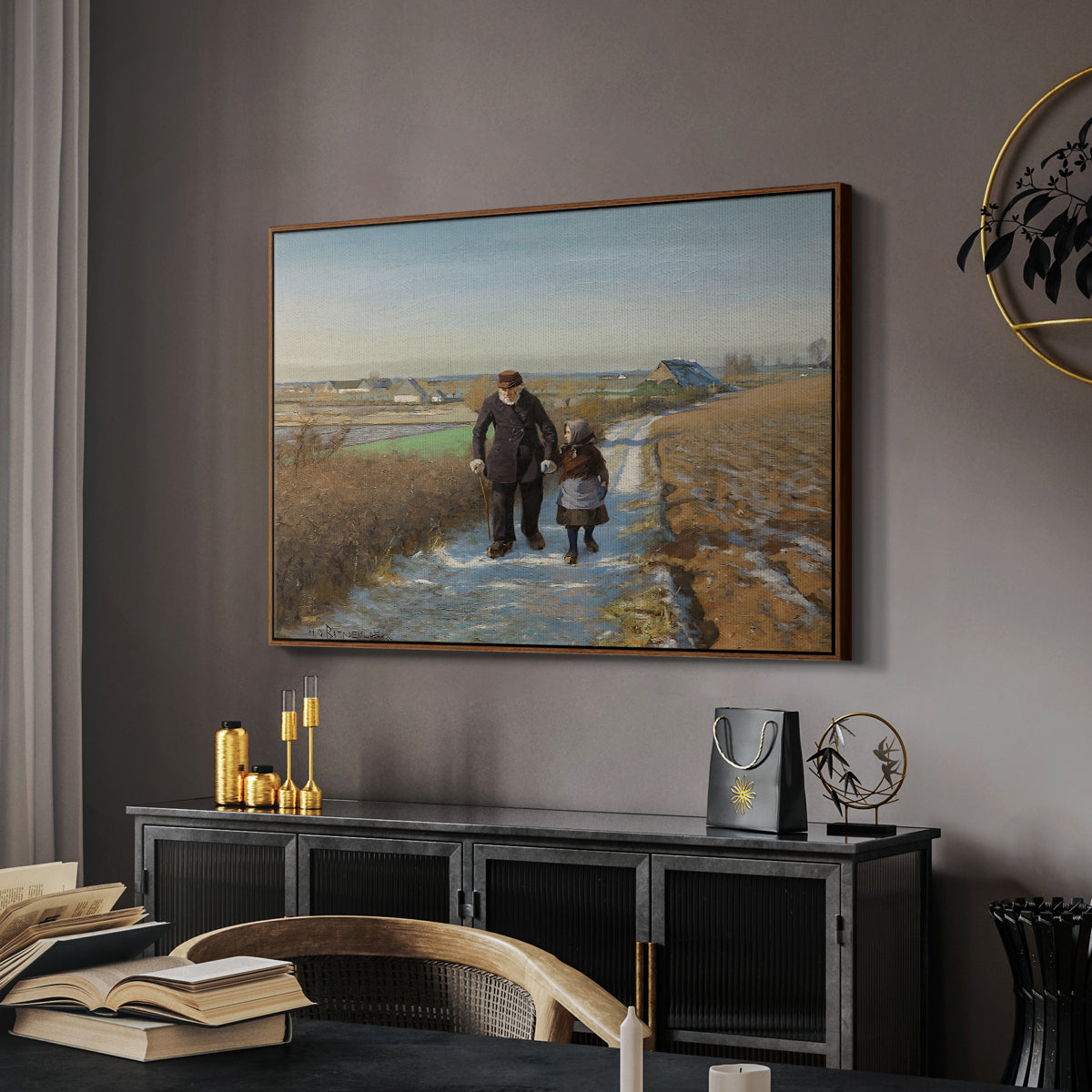The Old Man and the Child, 1888 - Floater Framed Canvas Print