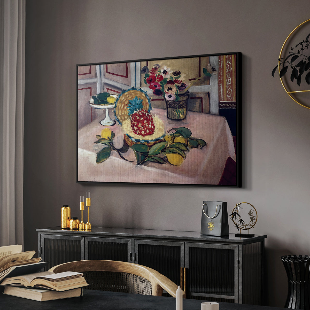 Still Life with Pineapple and Lemons, 1925 - Floater Framed Canvas Print